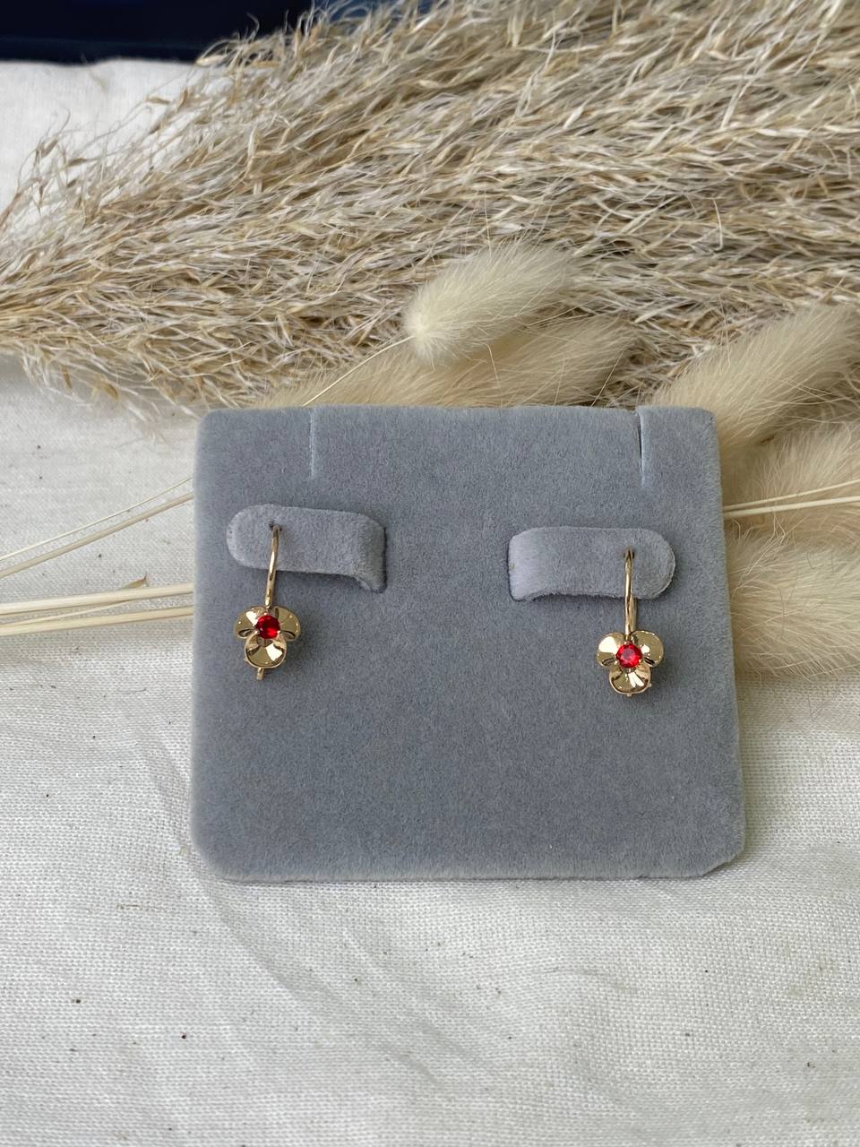 Серьги детские из красного золота  585 пробы